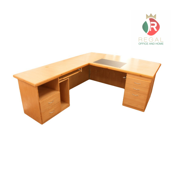 President Exec L Shaped Desk With Inlay